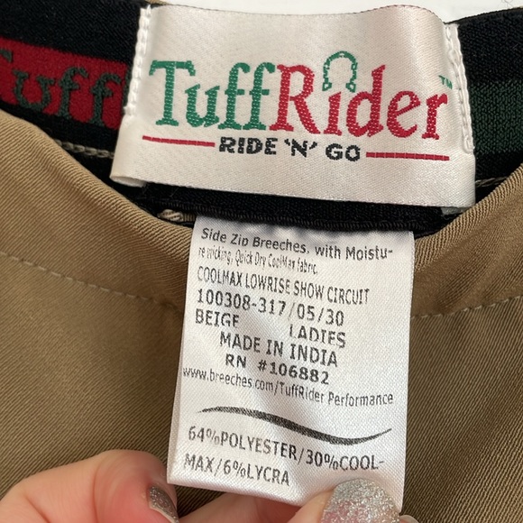 TuffRider Side Zip Breeches Beige Tan Ladies Size 30 - Picture 3 of 5